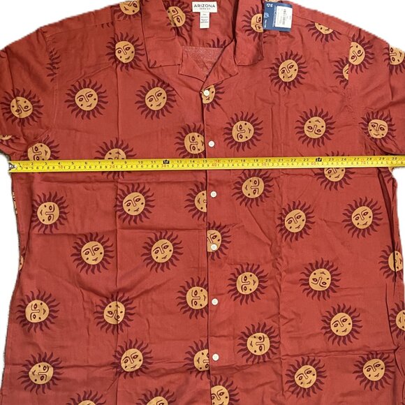 NWT ARIZONA JEAN SHIRT Mens BIG & TALL 3XL Short Sleeve ORANGE SUN 1178-A1 - Picture 10 of 11